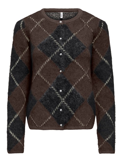 Only Noeme Strik Cardigan med harlekin mønster